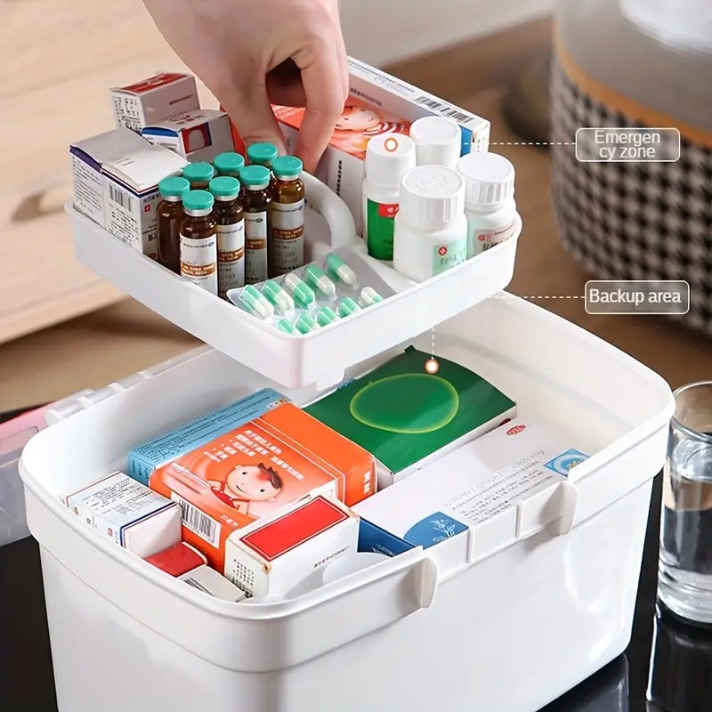Dispensary Medicine Box, Portable Multipurpose Family First Aid Kit Box, Medical Storage Organizer Bins Container, Double Layer Drug Case, Dormitory Baby Medicine Storage Box Dispensary Medicine Box, Portable Multipurpose Family First Aid Kit Box, Medical Storage Organizer Bins Container, Double Layer Drug Case, Dormitory Baby Medicine Storage Box
